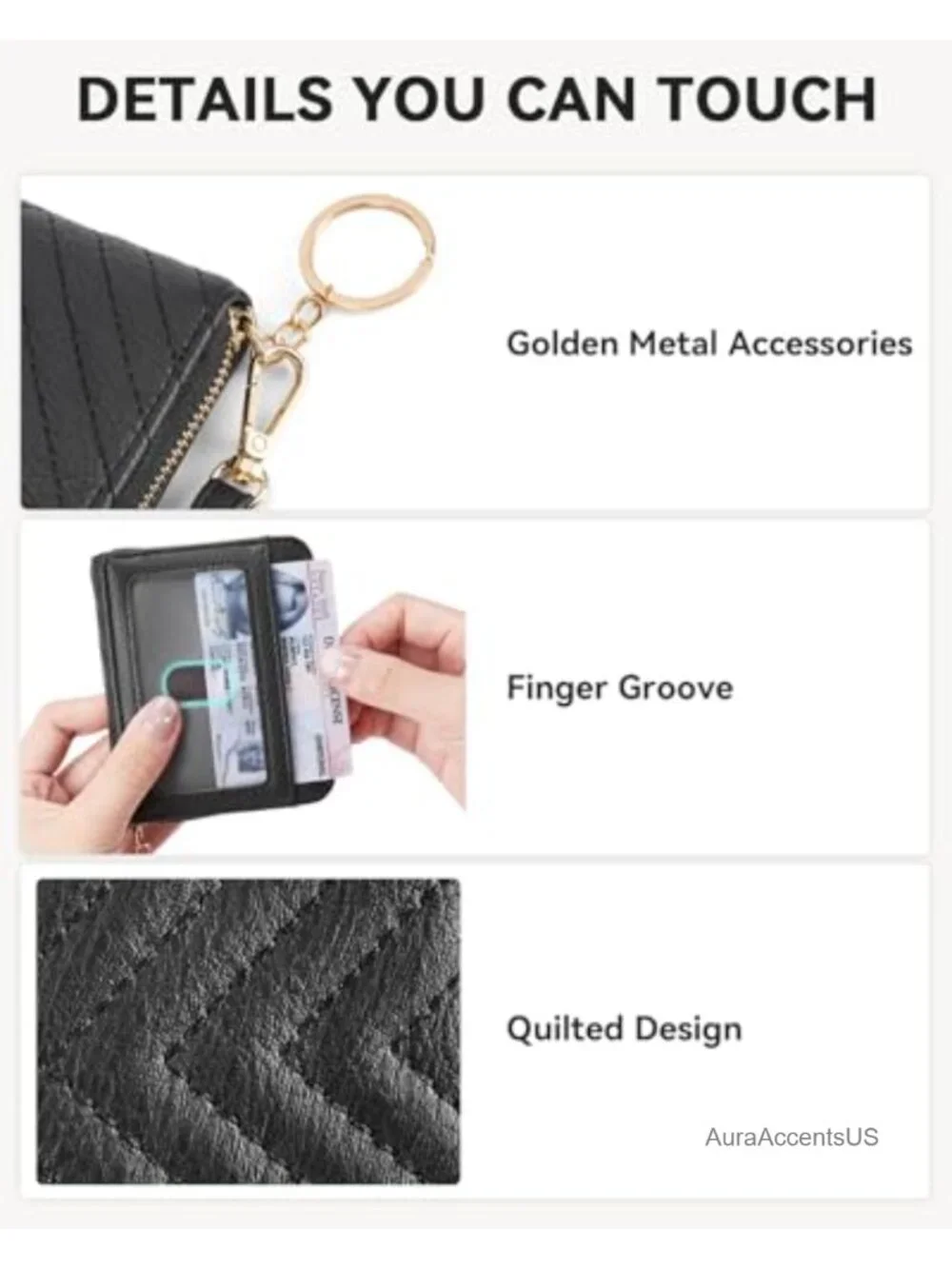 Vegan Leather RFID Blocking Credit Card Holder Wallet with Wristlet